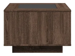 Mesa De Centro* Mesa de centro | Mesa de apoio c/ LEDs 60x60x40 cm derivados de madeira Castanho