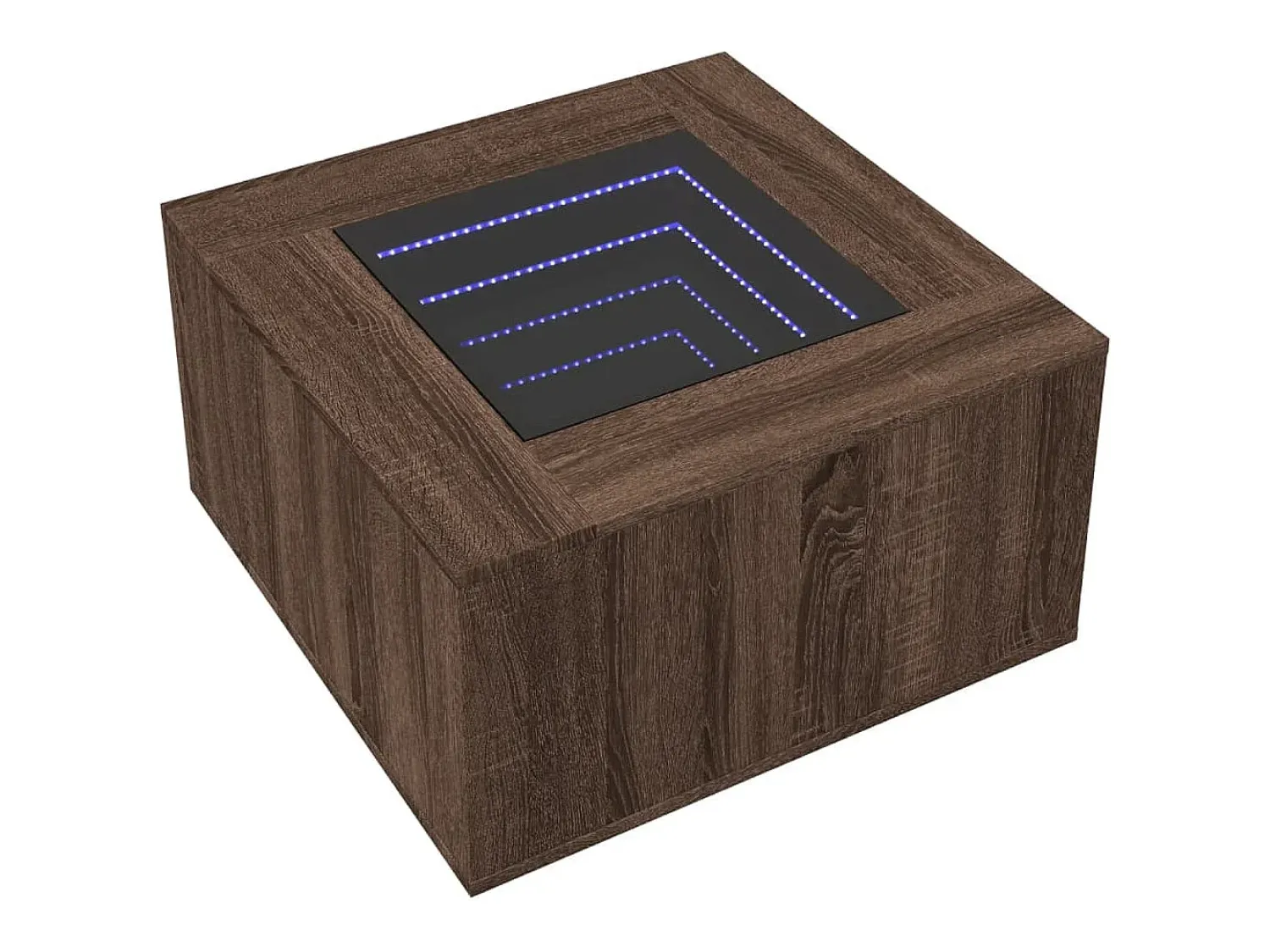 Mesa De Centro* Mesa de centro | Mesa de apoio c/ LEDs 60x60x40 cm derivados de madeira Castanho
