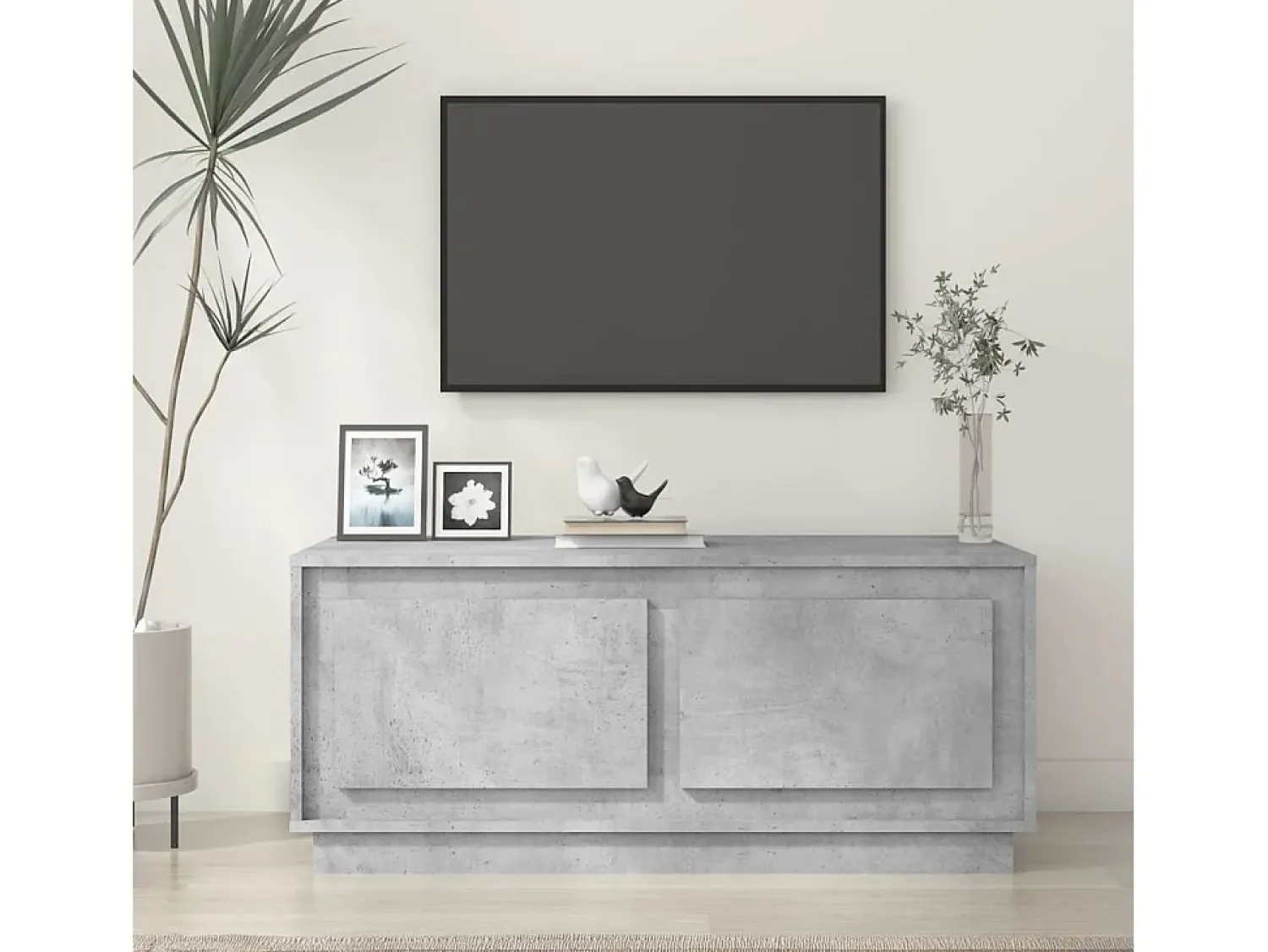 Mesa De Centro| Mesa de centro | Mesa de apoio 102x50x44 cm derivados de madeira cinza cimento Cinzento