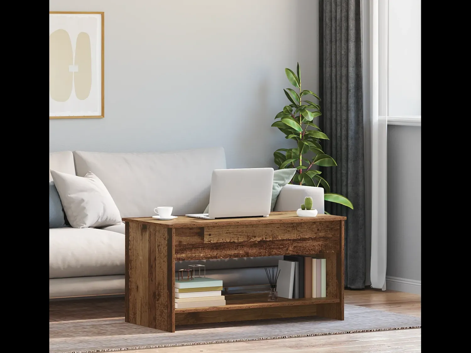 Outlet Mesa de centro | Mesa de apoio Madeira antiga 80x50.5x41.5 cm Castanho