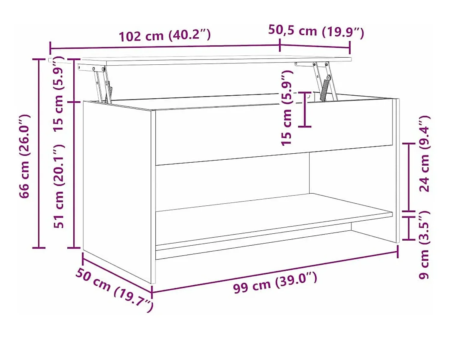 Outlet Mesa de centro | Mesa de apoio Madeira antiga 80x50.5x41.5 cm Castanho