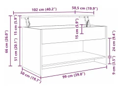 Outlet Mesa de centro | Mesa de apoio Madeira antiga 80x50.5x41.5 cm Castanho