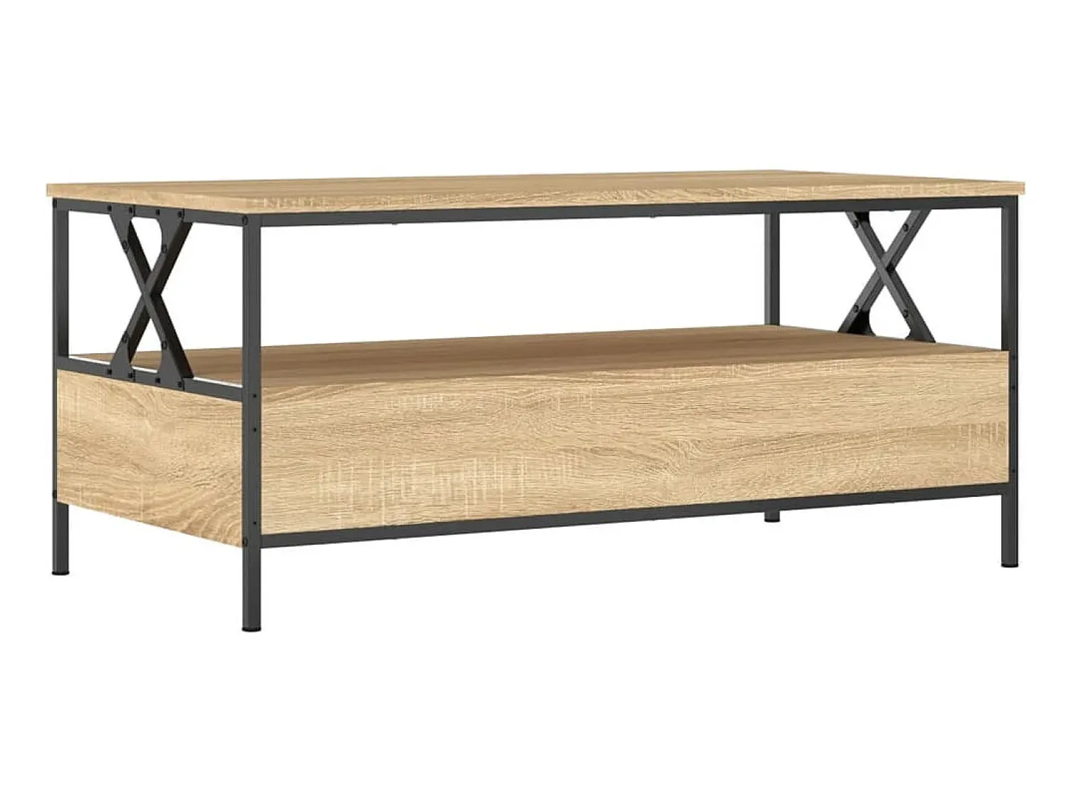 Mesa De Centro| Mesa de centro | Mesa de apoio 100x51x45 cm derivados madeira carvalho sonoma Castanho
