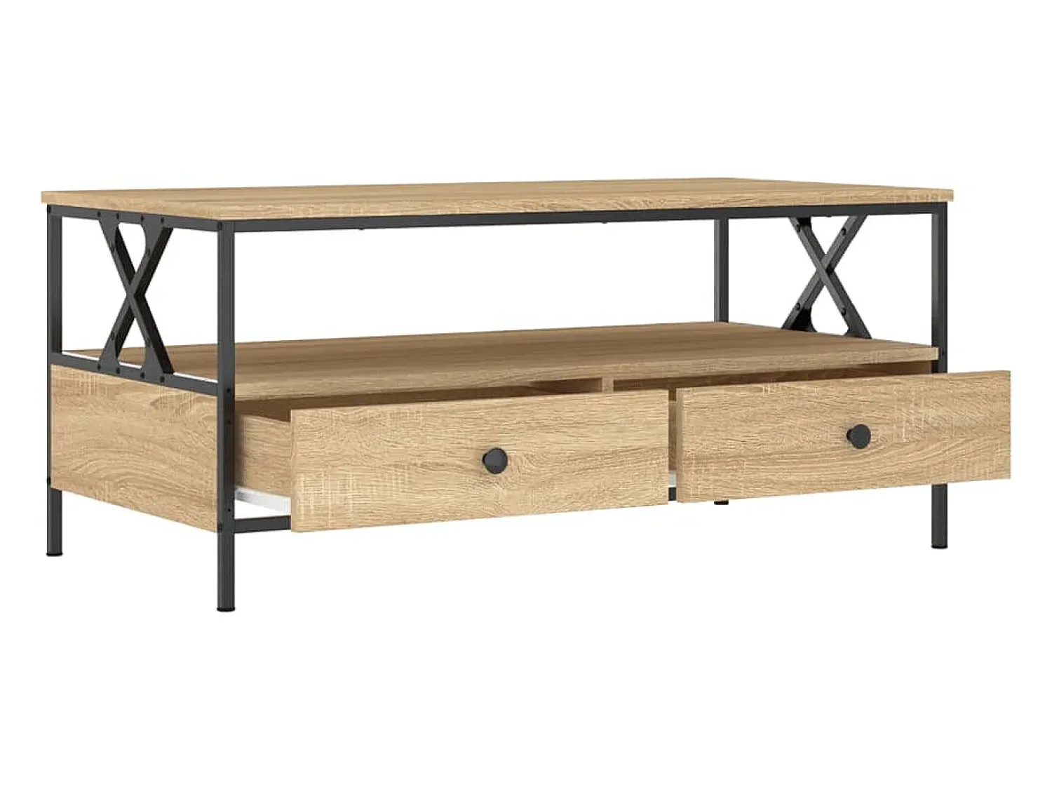 Mesa De Centro| Mesa de centro | Mesa de apoio 100x51x45 cm derivados madeira carvalho sonoma Castanho