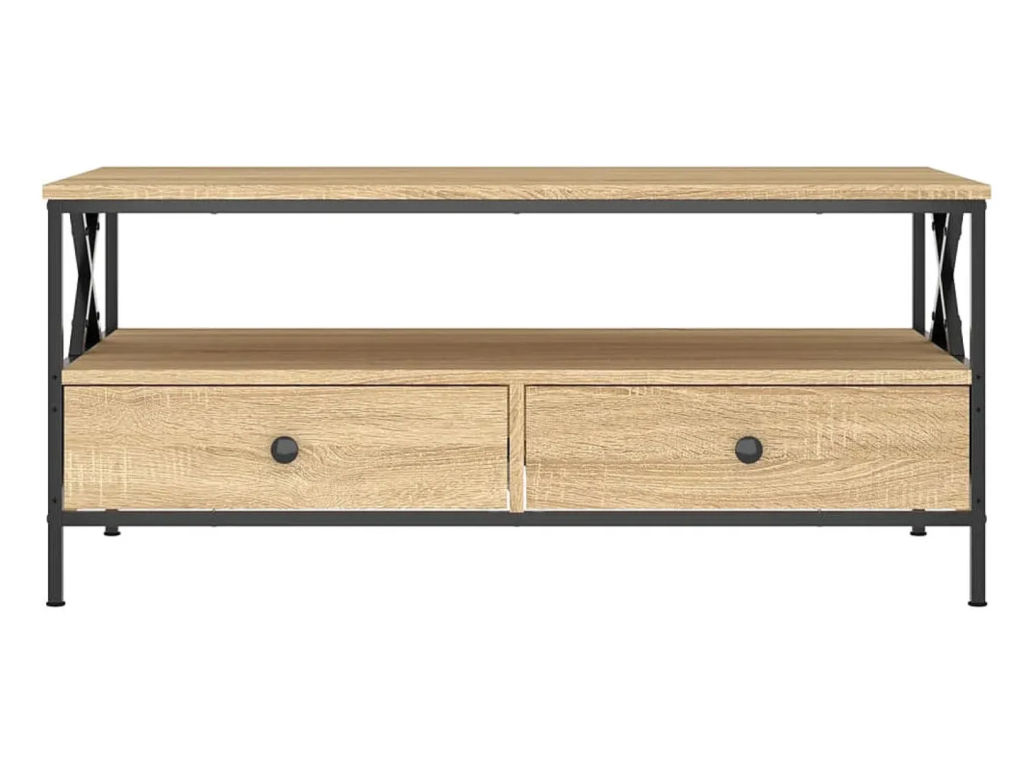 Mesa De Centro| Mesa de centro | Mesa de apoio 100x51x45 cm derivados madeira carvalho sonoma Castanho