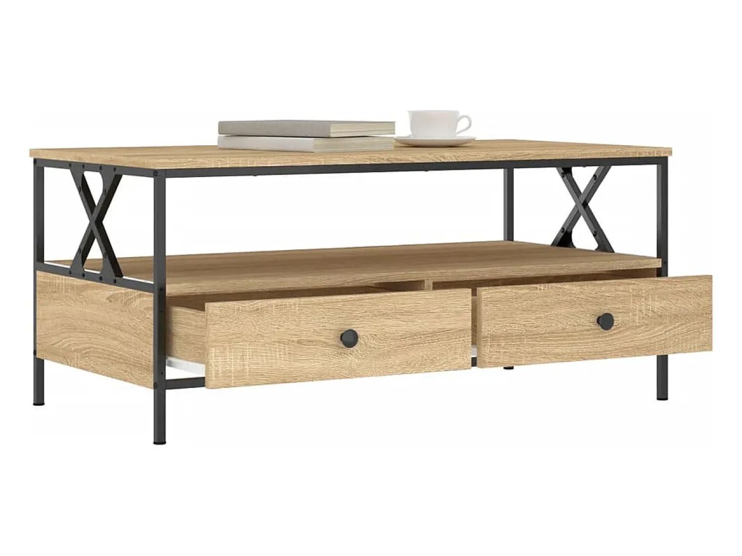Mesa De Centro| Mesa de centro | Mesa de apoio 100x51x45 cm derivados madeira carvalho sonoma Castanho