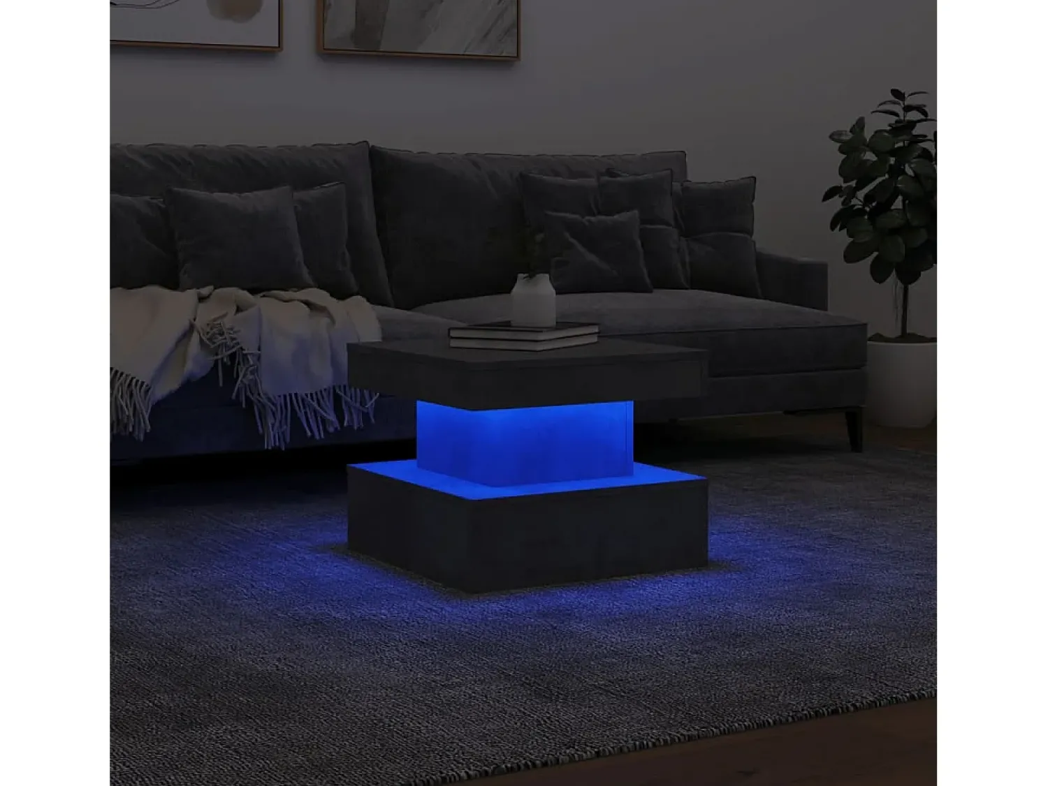 Hot Mesa de centro | Mesa de apoio com luzes LED 50x50x40 cm cimento Cinzento