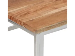 Mesa De Centro* Mesa de centro | Mesa de apoio | Mesa de café aço inoxidável/madeira de acácia maciça Prateado