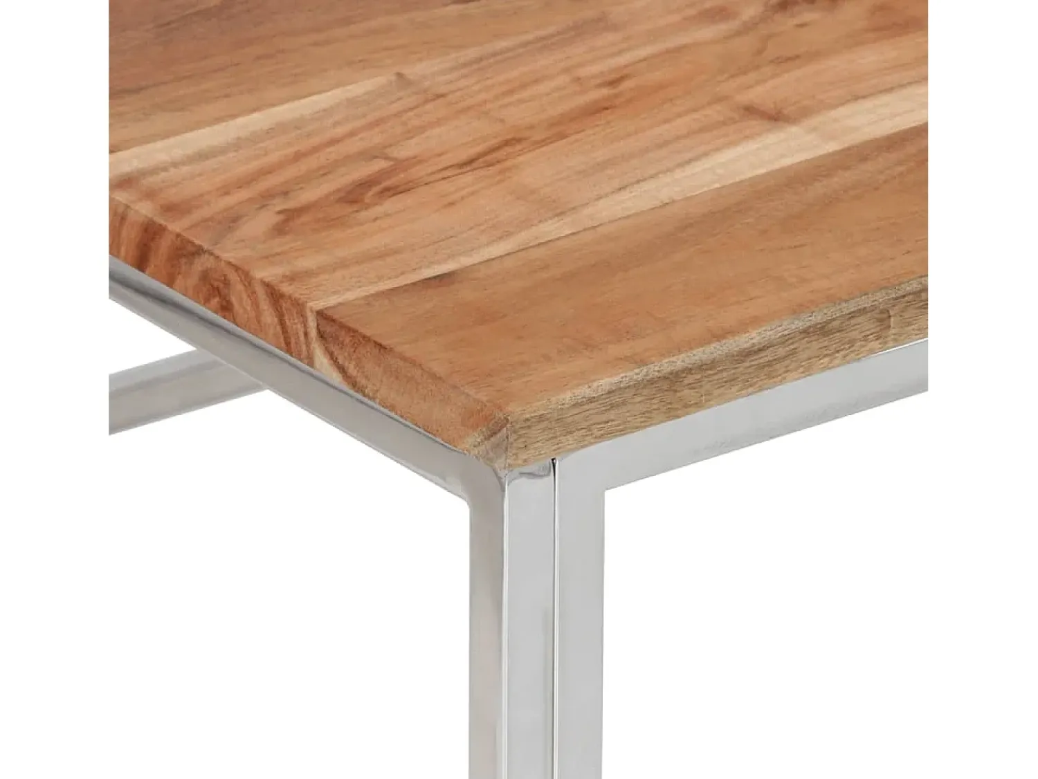 Mesa De Centro* Mesa de centro | Mesa de apoio | Mesa de café aço inoxidável/madeira de acácia maciça Prateado