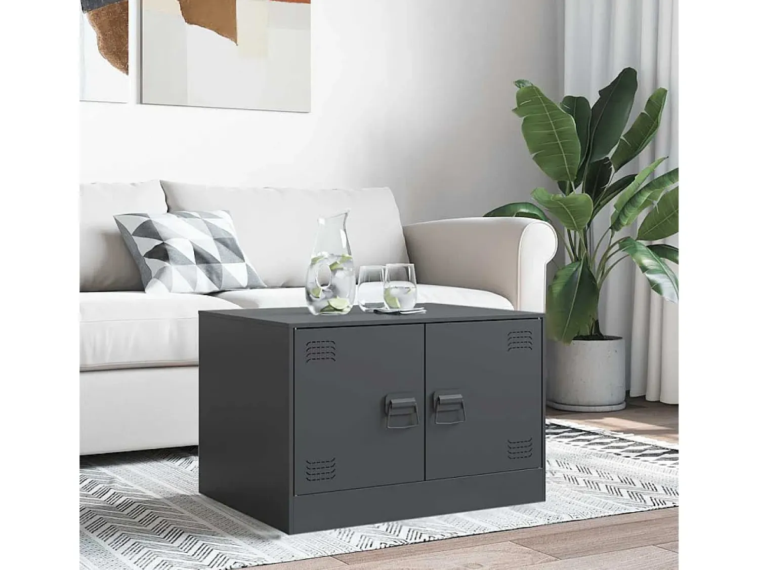 Mesa De Centro| Mesa de centro | Mesa de apoio | Mesa de café 67x50x44 cm aço antracite Preto