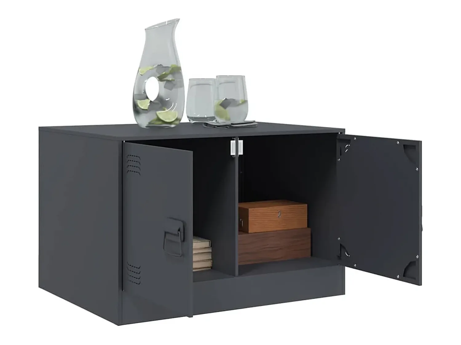 Mesa De Centro| Mesa de centro | Mesa de apoio | Mesa de café 67x50x44 cm aço antracite Preto