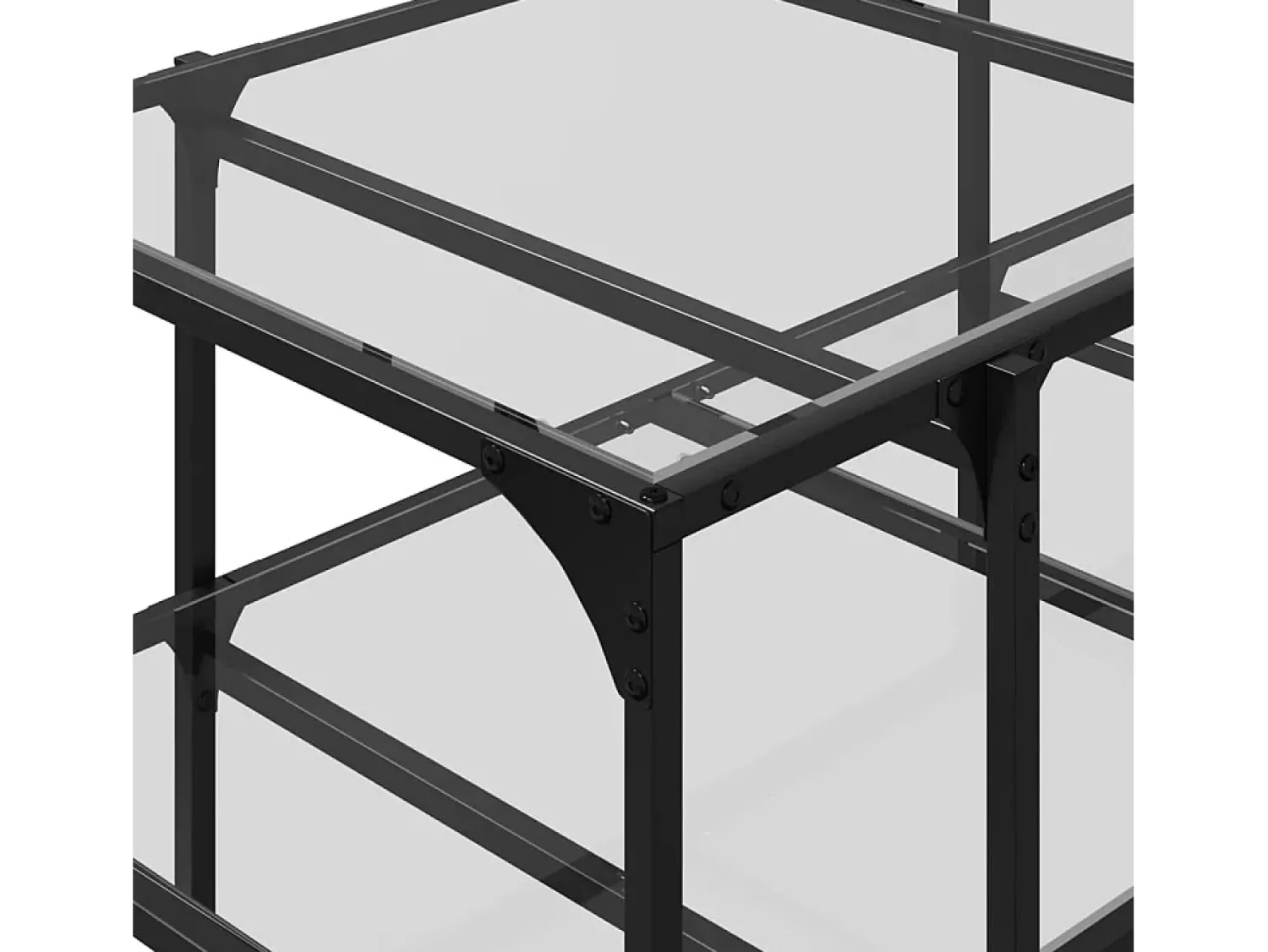 Mesa De Centro| Mesa de centro | Mesa de apoio c/ topo em vidro 98.5x50x45 cm aço Transparente