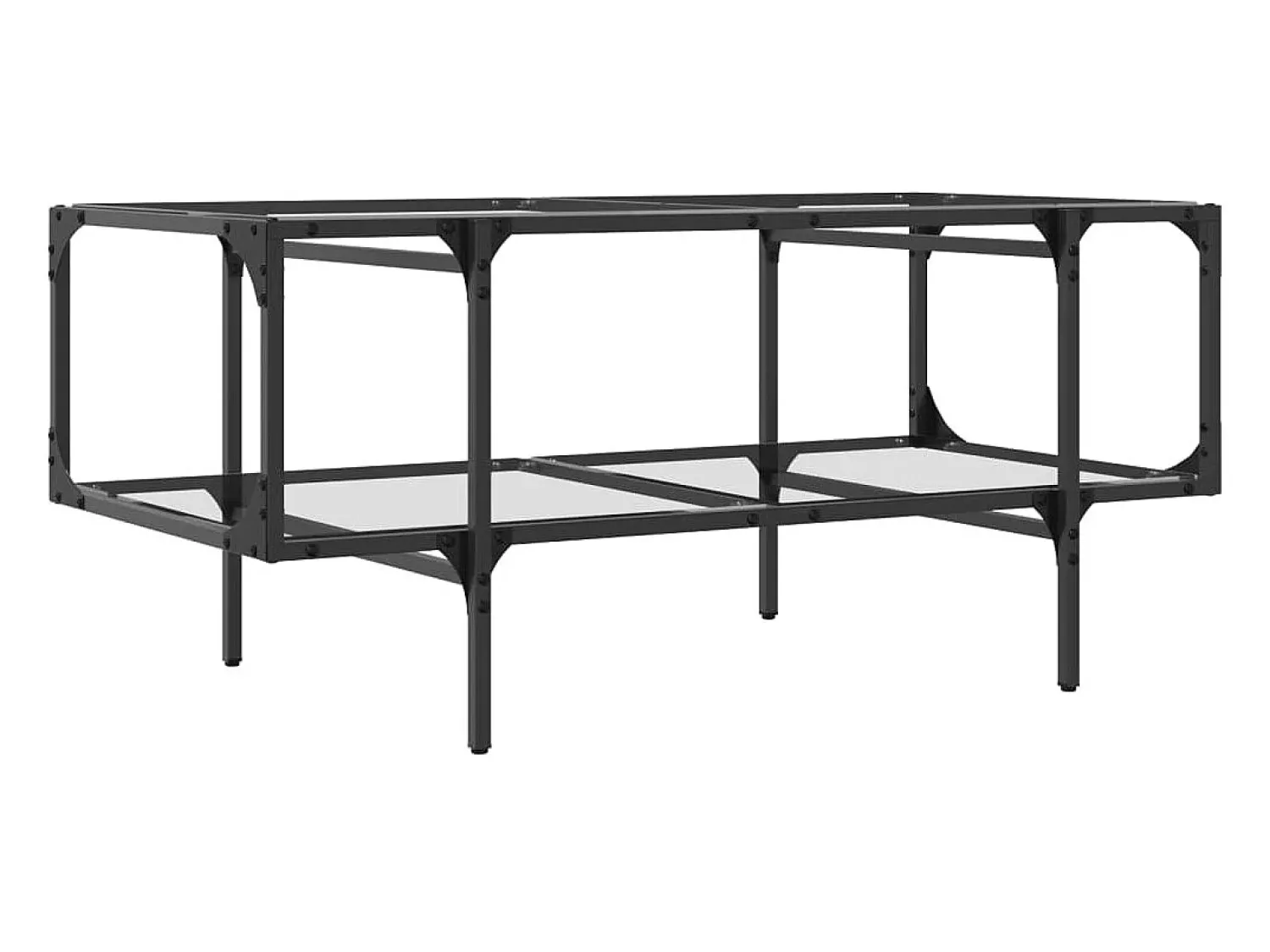 Mesa De Centro| Mesa de centro | Mesa de apoio c/ topo em vidro 98.5x50x45 cm aço Transparente
