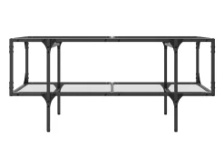 Mesa De Centro| Mesa de centro | Mesa de apoio c/ topo em vidro 98.5x50x45 cm aço Transparente
