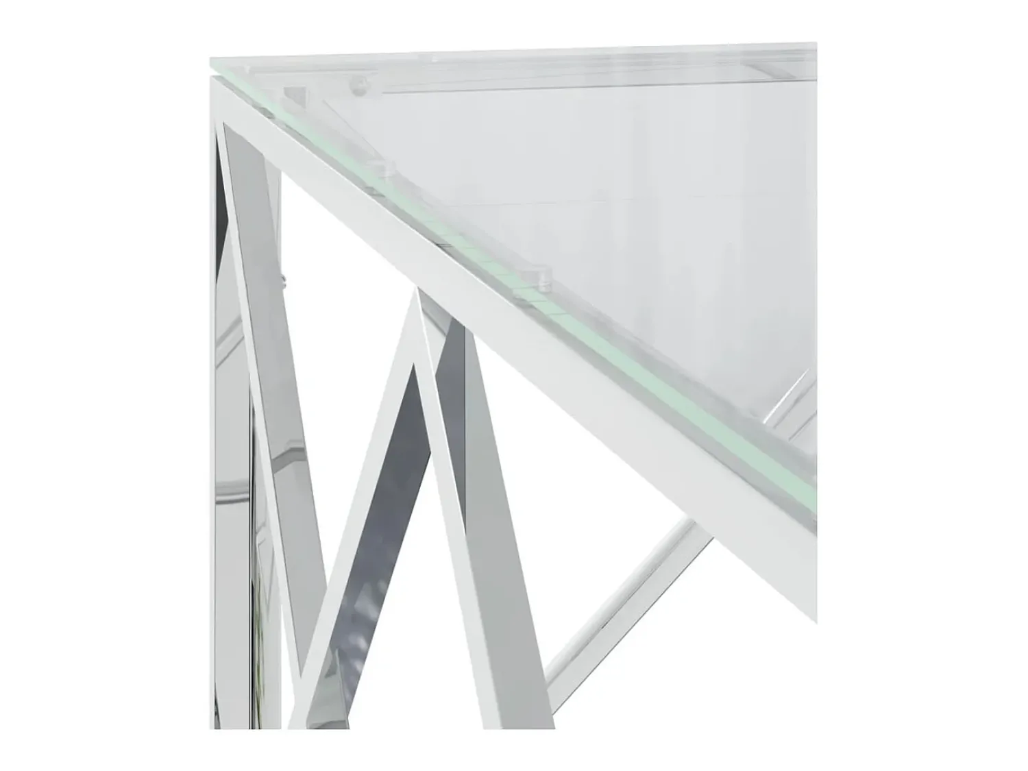 Mesa De Centro* Mesa de centro | Mesa de apoio | Mesa de café 80x80x40 cm aço inoxidável e vidro Prateado
