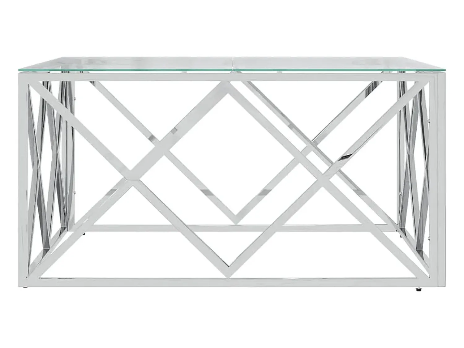 Mesa De Centro* Mesa de centro | Mesa de apoio | Mesa de café 80x80x40 cm aço inoxidável e vidro Prateado