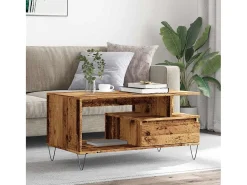 Mesa De Centro| Mesa de centro | Mesa de apoio | Mesa de café 90x49x45 cm derivados de madeira madeira velha Castanho