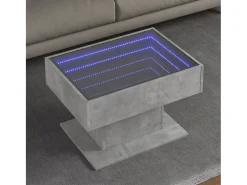 Mesa De Centro| Mesa de centro | Mesa de apoio c/ LEDs 70x50x45 cm derivados de madeira Cinzento