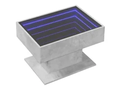 Mesa De Centro| Mesa de centro | Mesa de apoio c/ LEDs 70x50x45 cm derivados de madeira Cinzento