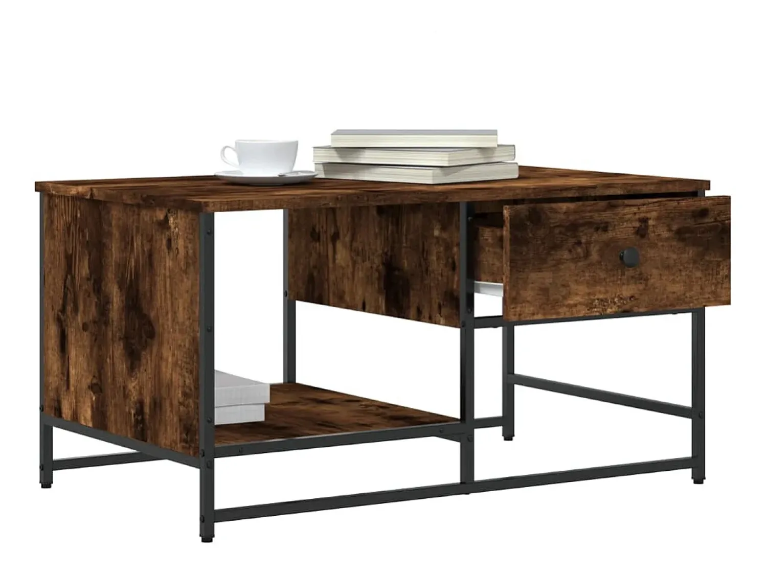 Clearance Mesa de centro | Mesa de apoio 85.5x51x45 cm derivados madeira carvalho fumado Castanho