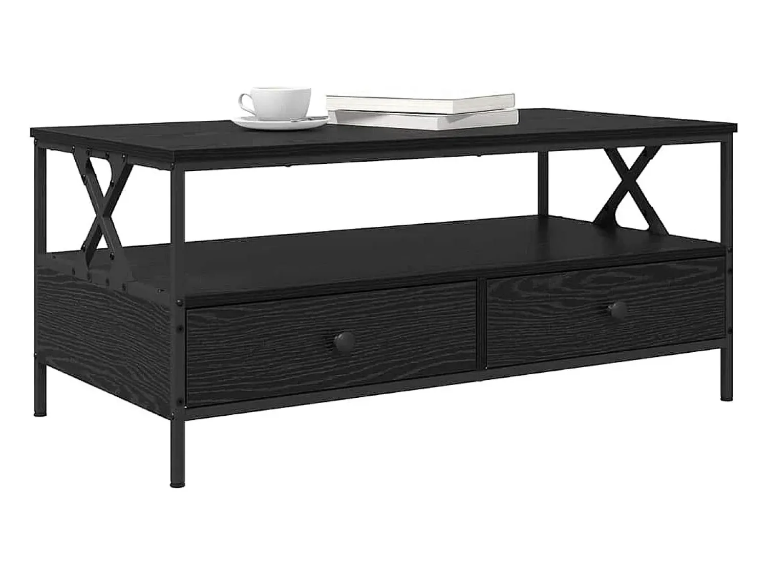 Mesa De Centro| Mesa de centro | Mesa de apoio with Drawer Carvalho 100x51x45 cm Preto
