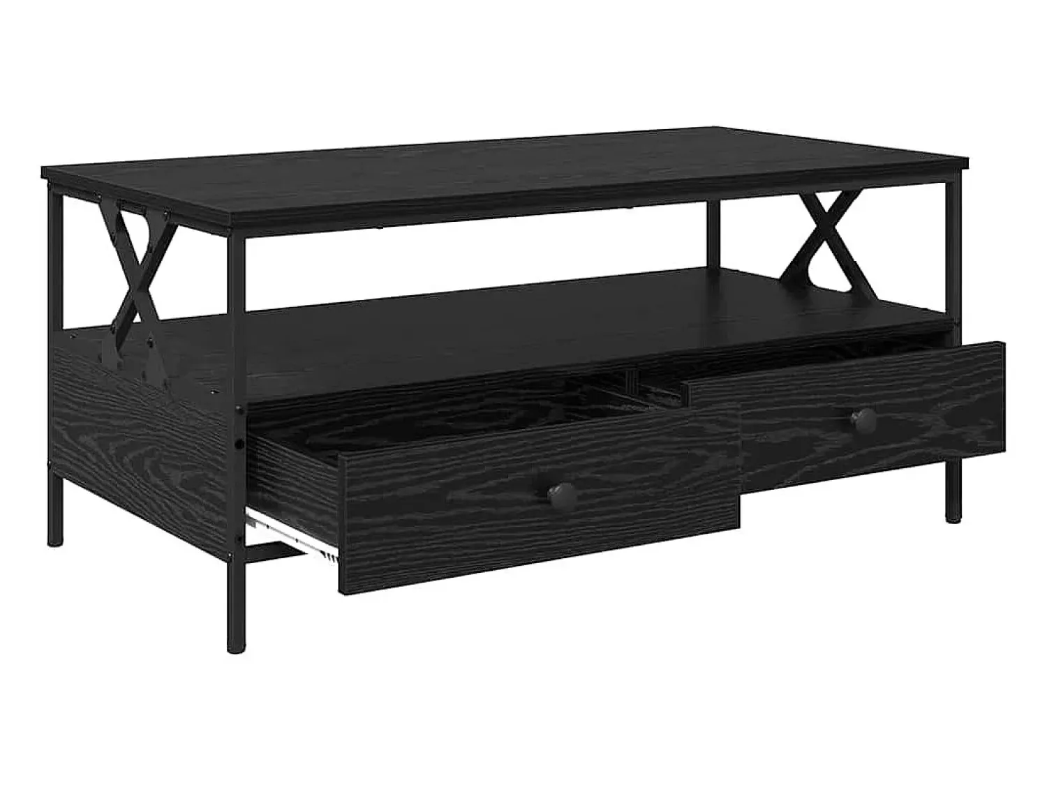 Mesa De Centro| Mesa de centro | Mesa de apoio with Drawer Carvalho 100x51x45 cm Preto