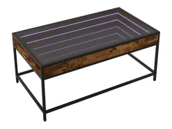 Outlet Mesa de centro | Mesa de apoio luzes LED Infinity 90x50x41 cm carvalho fumado Castanho