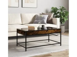 Outlet Mesa de centro | Mesa de apoio luzes LED Infinity 90x50x41 cm carvalho fumado Castanho