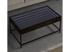 Outlet Mesa de centro | Mesa de apoio luzes LED Infinity 90x50x41 cm carvalho fumado Castanho