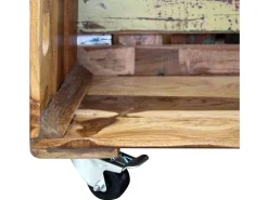 Mesa De Centro| Mesa de centro | Mesa de apoio 70x70x35 cm madeira reciclada maciça Multicor