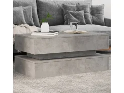 Mesa de centro | Mesa de apoio com luzes LED 90x50x40 cm cimento^ Mesa De Centro