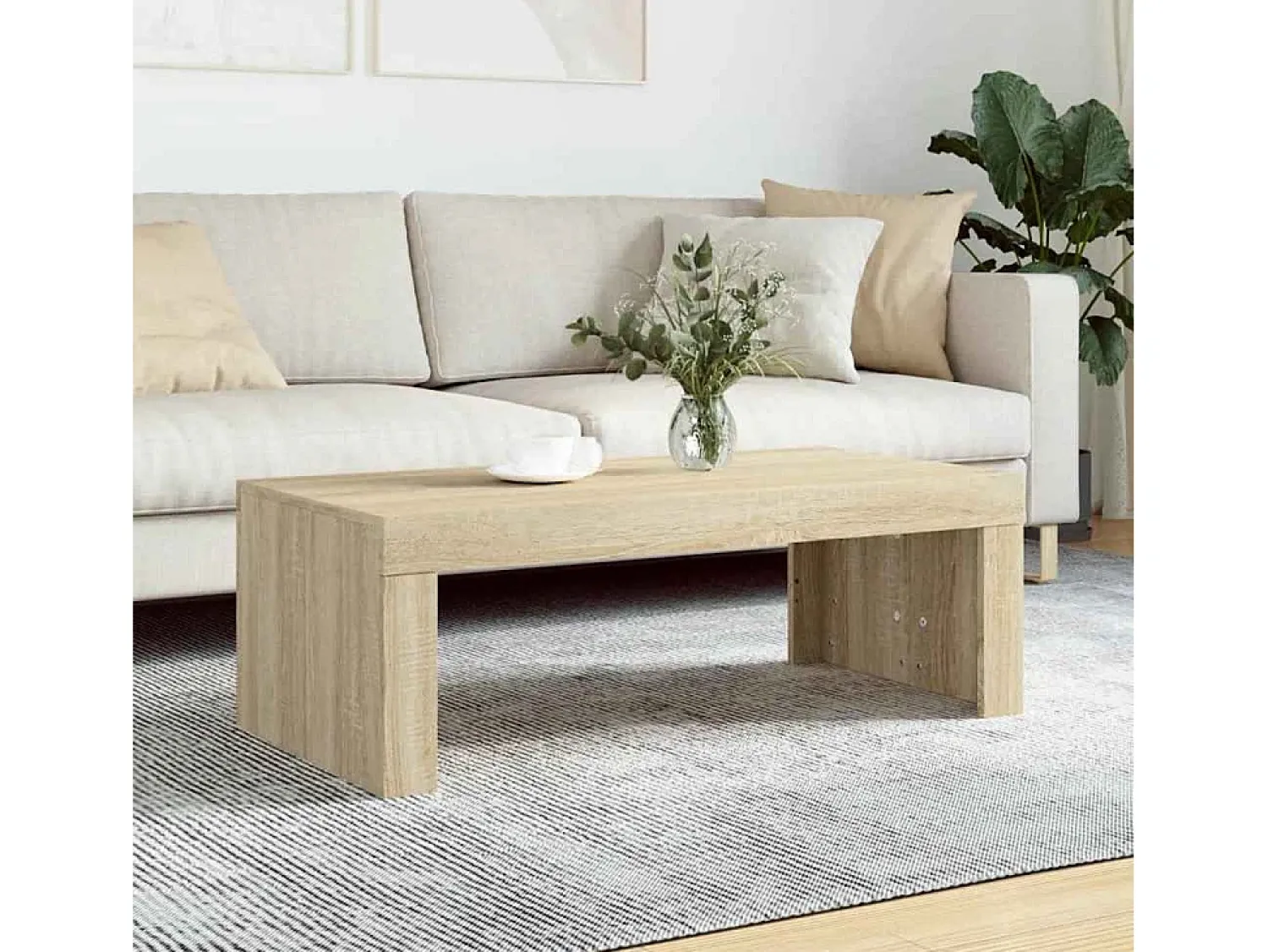 New Mesa de centro | Mesa de apoio 102x50x36 madeira processada carvalho sonoma Castanho