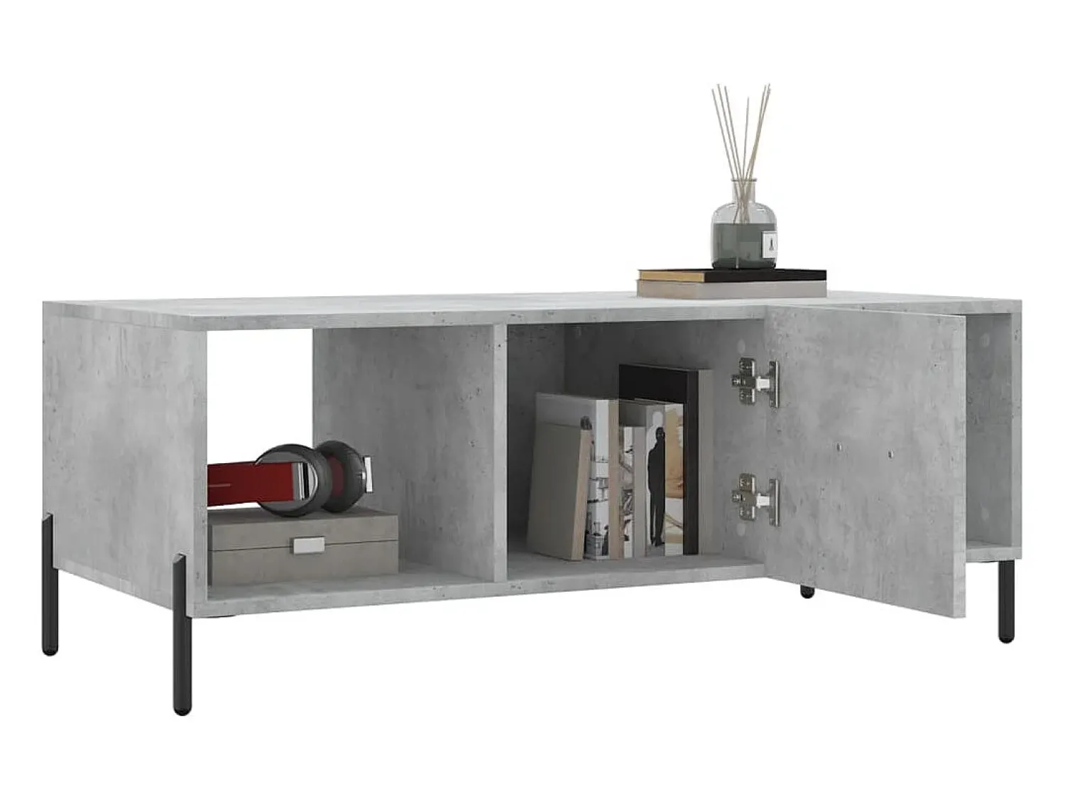 Hot Mesa de centro | Mesa de apoio 102x50x40 cm madeira processada cinza cimento Cinzento