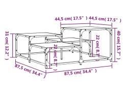 Mesa De Centro* Mesa de centro | Mesa de apoio 87.5x87.5x40 cm derivados madeira carvalho fumado Castanho