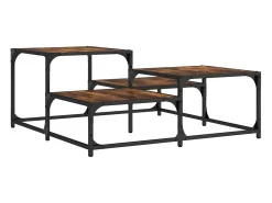 Mesa De Centro* Mesa de centro | Mesa de apoio 87.5x87.5x40 cm derivados madeira carvalho fumado Castanho