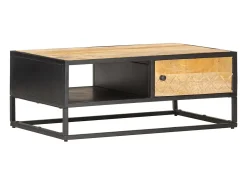 Mesa De Centro* Mesa de centro | Mesa de apoio | Mesa de café c/ porta esculpida 90x55x36 cm mangueira áspera Castanho