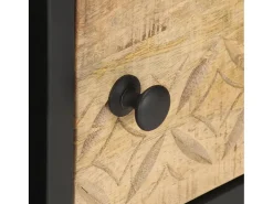 Mesa De Centro* Mesa de centro | Mesa de apoio | Mesa de café c/ porta esculpida 90x55x36 cm mangueira áspera Castanho