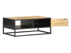 Mesa De Centro* Mesa de centro | Mesa de apoio | Mesa de café c/ porta esculpida 90x55x36 cm mangueira áspera Castanho