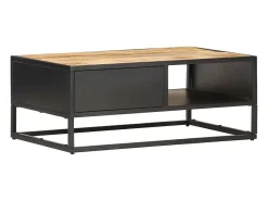 Mesa De Centro* Mesa de centro | Mesa de apoio | Mesa de café c/ porta esculpida 90x55x36 cm mangueira áspera Castanho