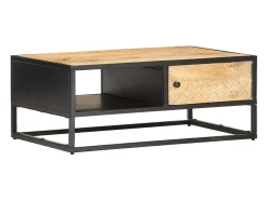 Mesa De Centro* Mesa de centro | Mesa de apoio | Mesa de café c/ porta esculpida 90x55x36 cm mangueira áspera Castanho