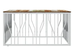 Best Mesa de centro | Mesa de apoio | Mesa de café aço inoxidável/madeira recuperada maciça Prateado