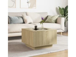 Sale Mesa de centro | Mesa de apoio c/ LEDs 60x60x40 cm derivados de madeira Castanho