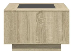 Sale Mesa de centro | Mesa de apoio c/ LEDs 60x60x40 cm derivados de madeira Castanho