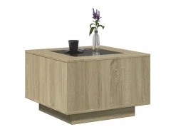 Sale Mesa de centro | Mesa de apoio c/ LEDs 60x60x40 cm derivados de madeira Castanho