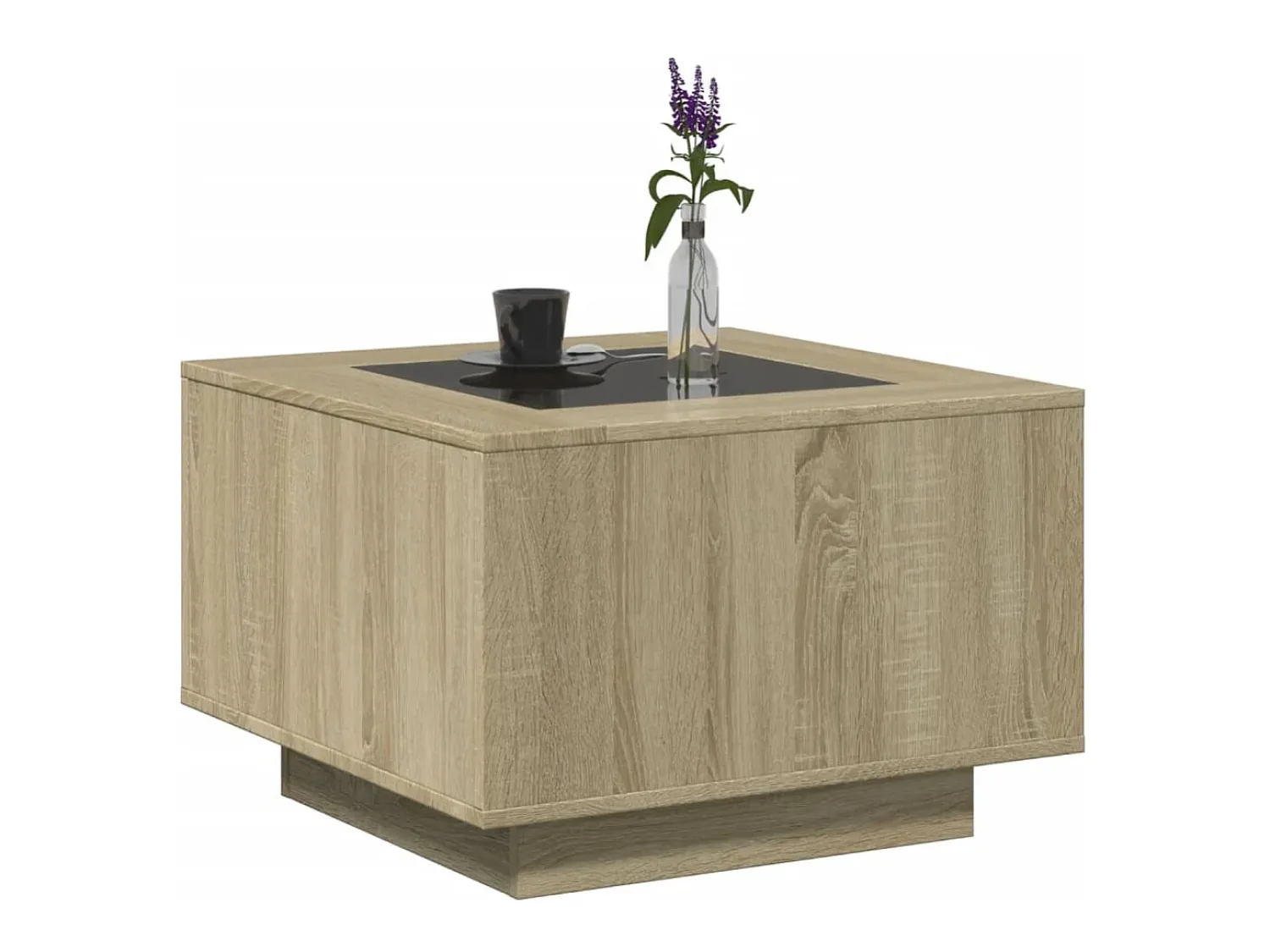 Sale Mesa de centro | Mesa de apoio c/ LEDs 60x60x40 cm derivados de madeira Castanho