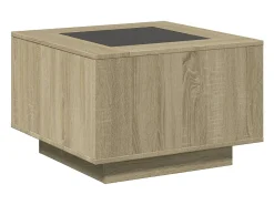 Sale Mesa de centro | Mesa de apoio c/ LEDs 60x60x40 cm derivados de madeira Castanho