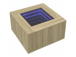 Sale Mesa de centro | Mesa de apoio c/ LEDs 60x60x40 cm derivados de madeira Castanho