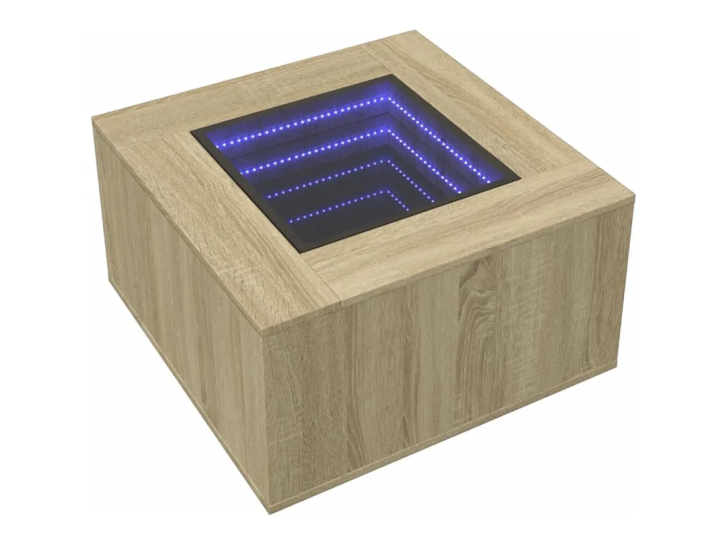 Sale Mesa de centro | Mesa de apoio c/ LEDs 60x60x40 cm derivados de madeira Castanho