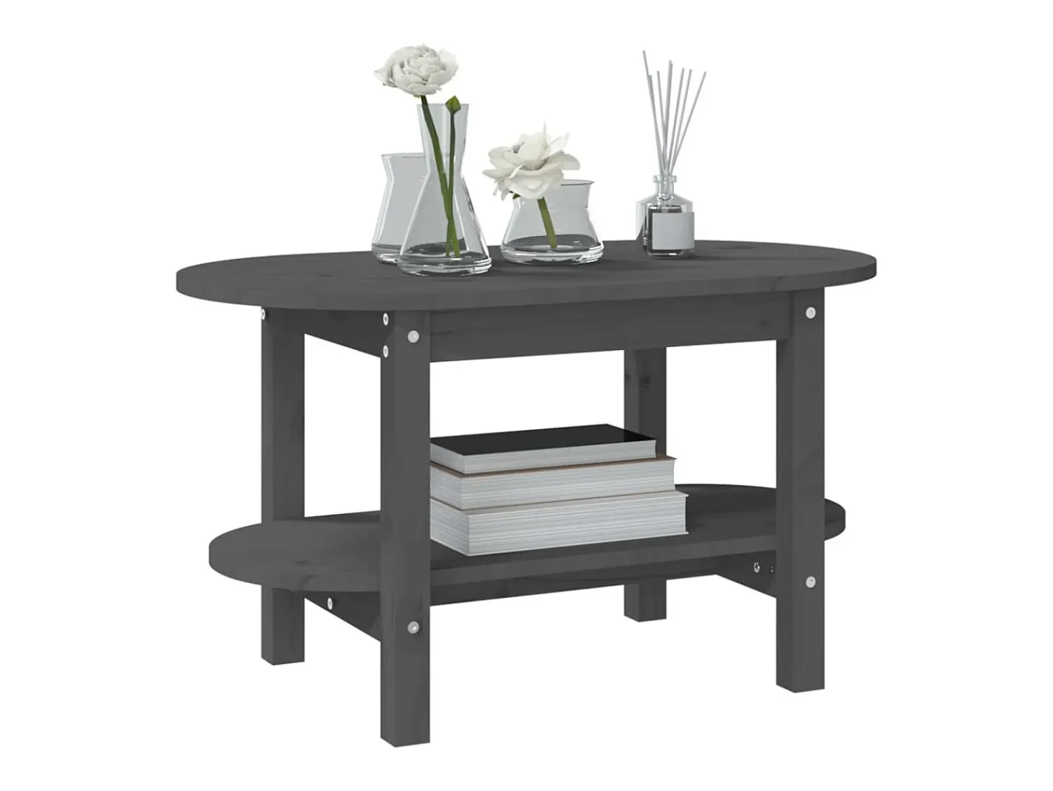 Outlet Mesa de centro | Mesa de apoio 80x45x45 cm madeira de pinho maciça Cinzento