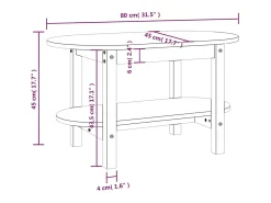 Outlet Mesa de centro | Mesa de apoio 80x45x45 cm madeira de pinho maciça Cinzento